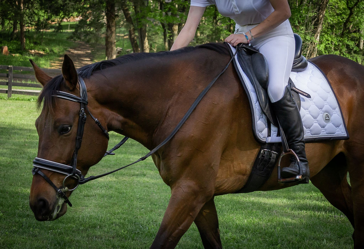 White Crystal Dressage Saddle Pad