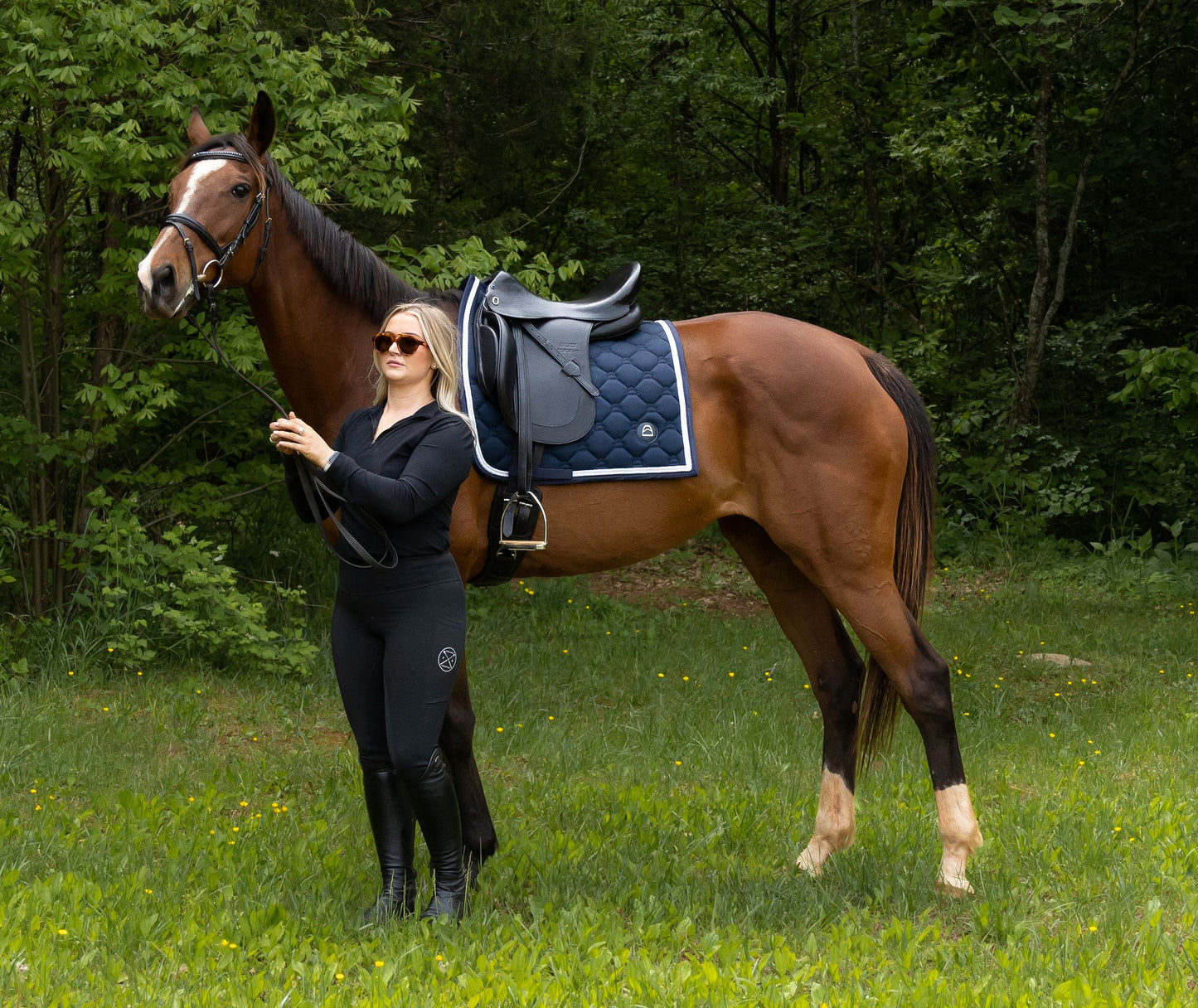 Navy Crystal Dressage Saddle Pad