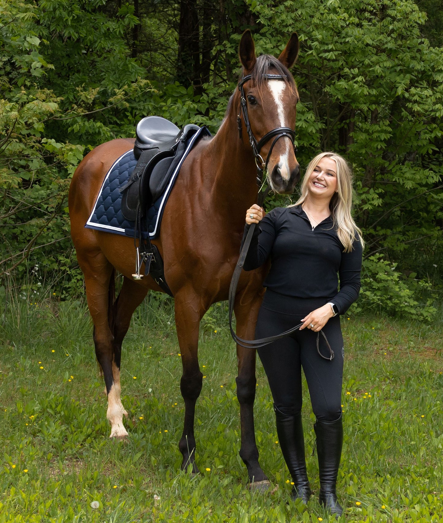 Navy Crystal Dressage Saddle Pad