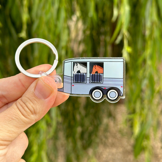 Cute horse trailer keychain